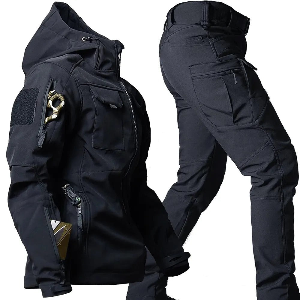 Men's Outdoor Clothing Set Waterproof Windproof Softshell Hiking Gear 2