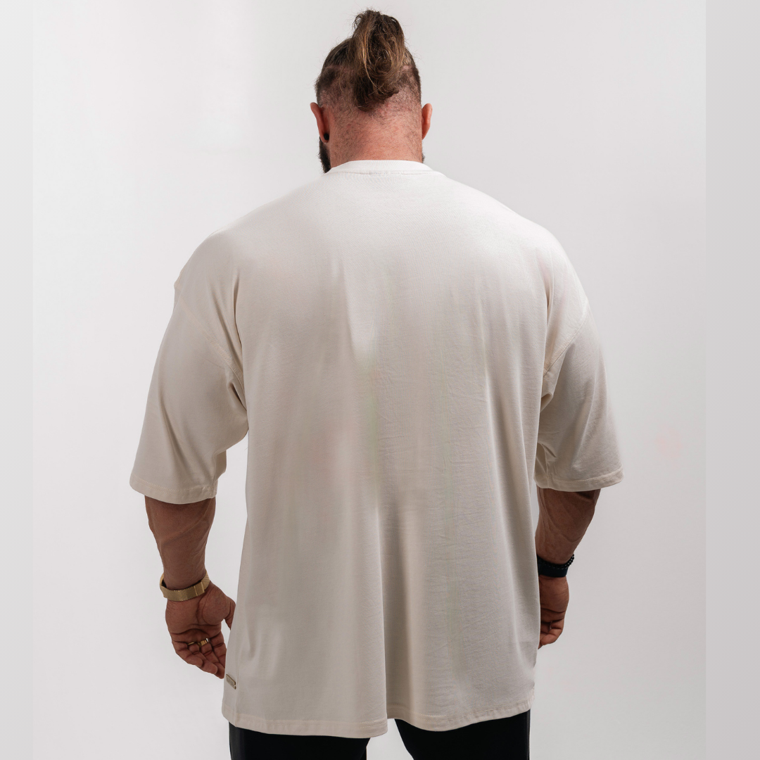 Men's Oversized T-Shirt - Soft Cotton Drop Shoulder Tee in Neutral Tones 2