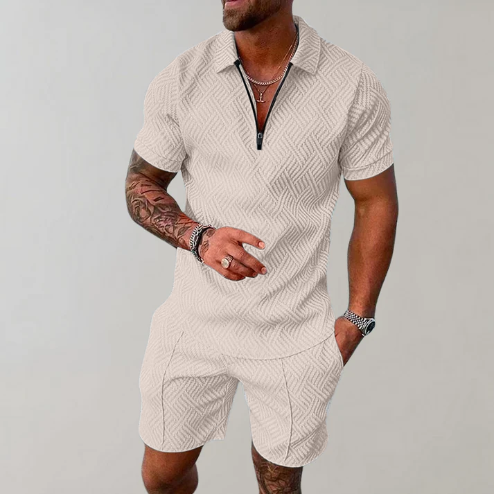 Men's Polo Shirt and Shorts Set Casual Summer Outfit Lightweight Fashion 1