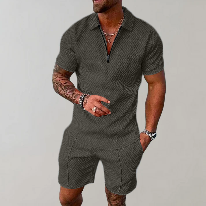 Men's Polo Shirt and Shorts Set Casual Summer Outfit Lightweight Fashion 2