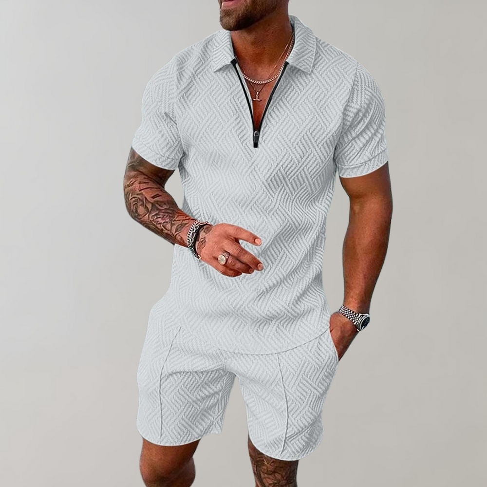 Men's Polo Shirt and Shorts Set Casual Summer Outfit Lightweight Fashion 3
