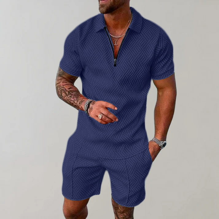 Men's Polo Shirt and Shorts Set Casual Summer Outfit Lightweight Fashion 4