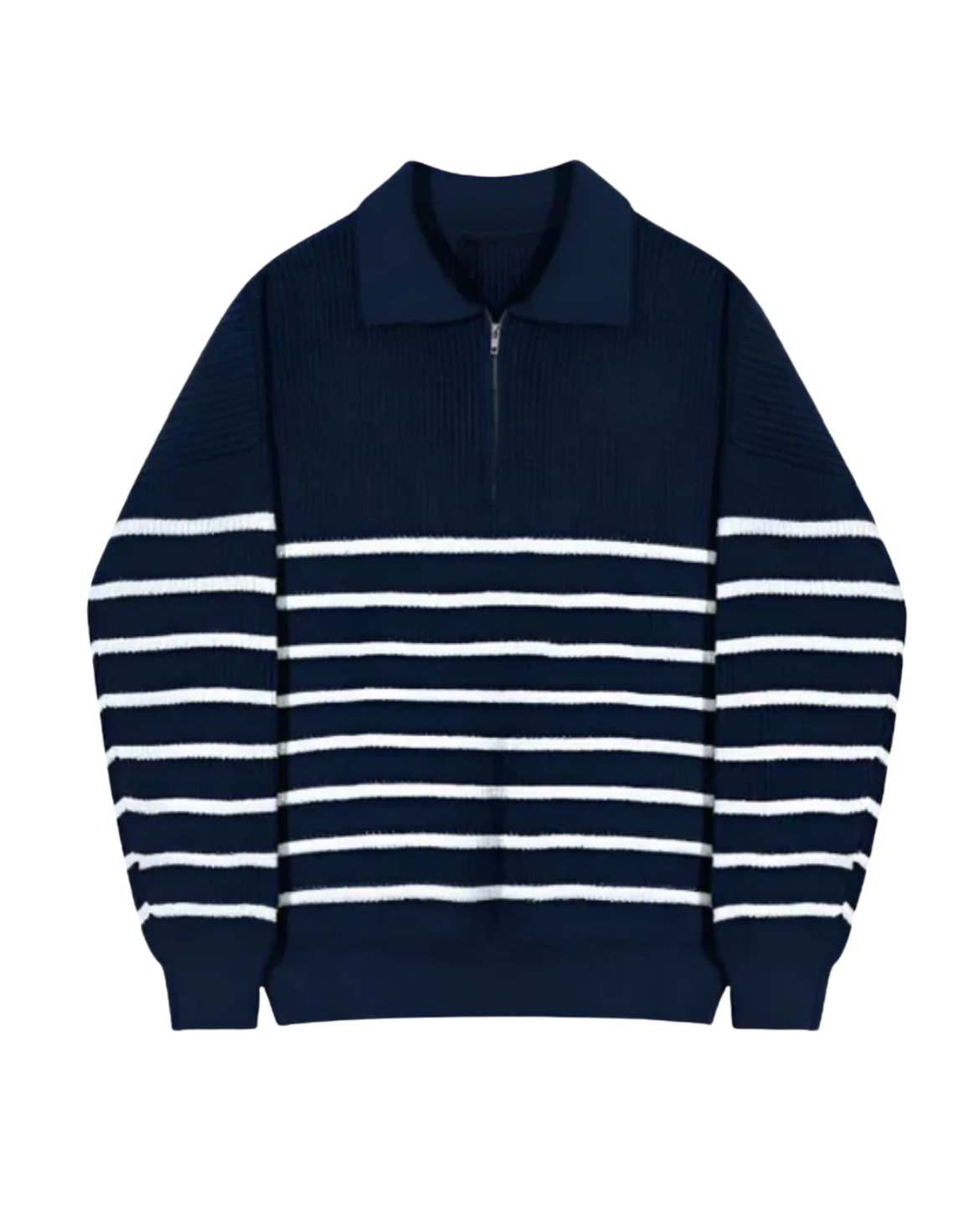 Men's Quarter Zip Sweater Striped Design Casual Chic Cotton 7