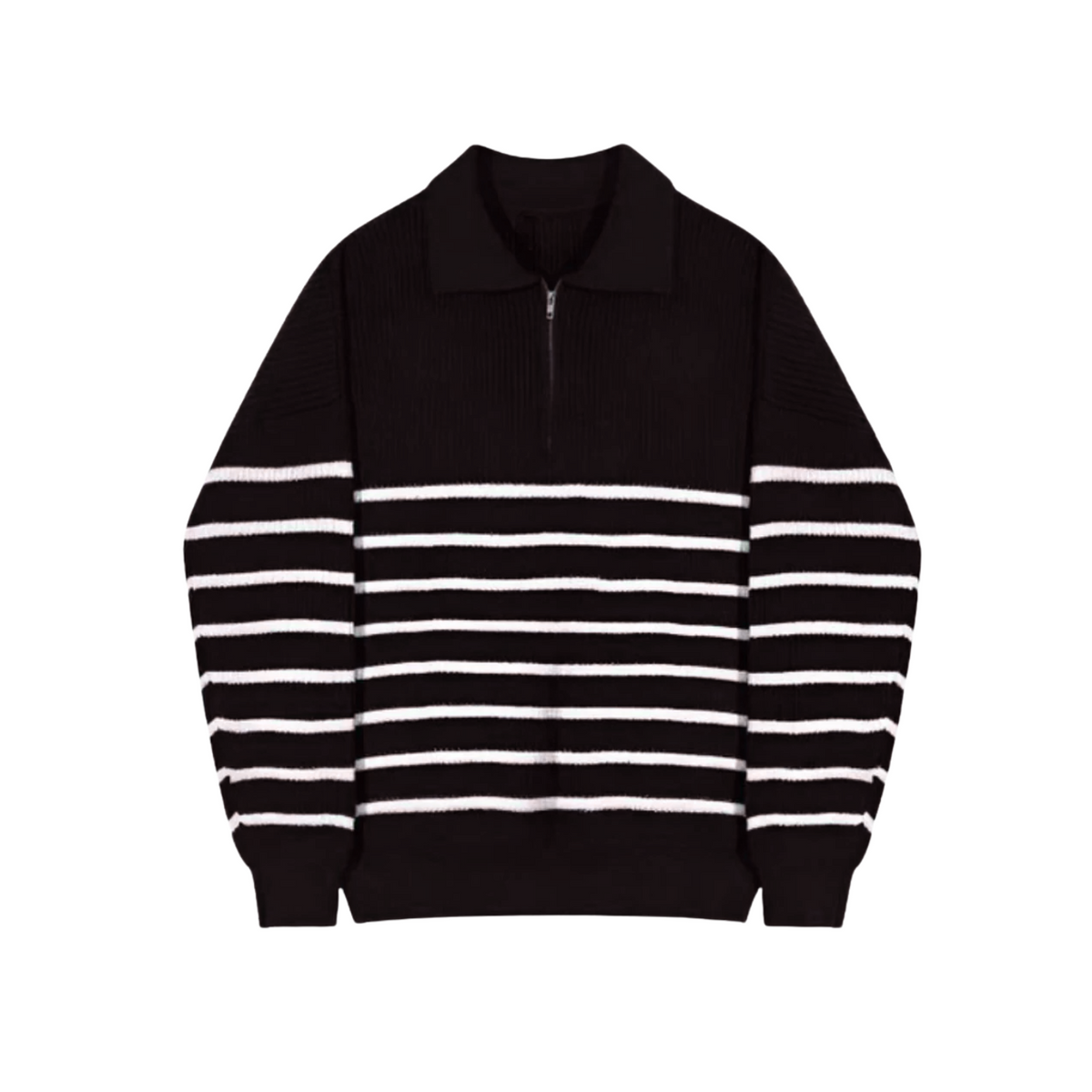 Men's Quarter Zip Sweater Striped Design Casual Chic Cotton 8