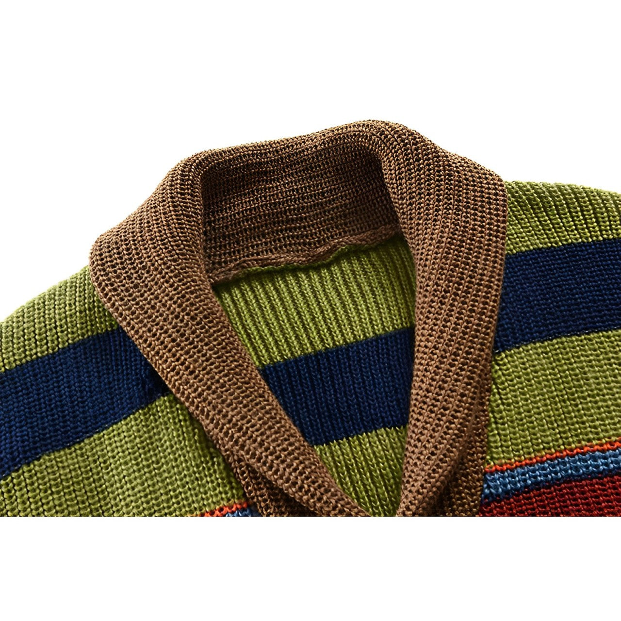 Men's Shawl Collar Cardigan Stylish Knit Retro Color Block with Button Placket 3
