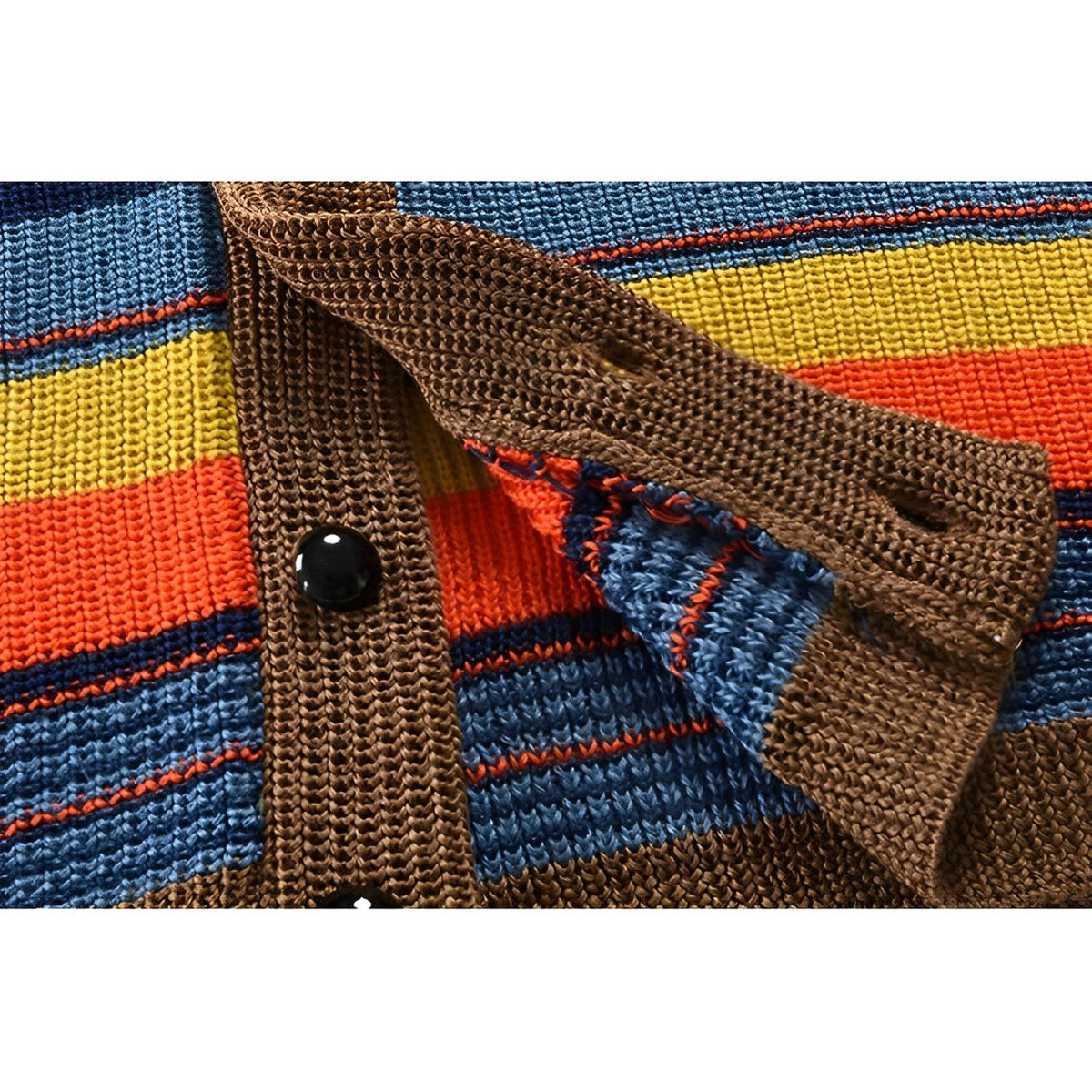 Men's Shawl Collar Cardigan Stylish Knit Retro Color Block with Button Placket 4