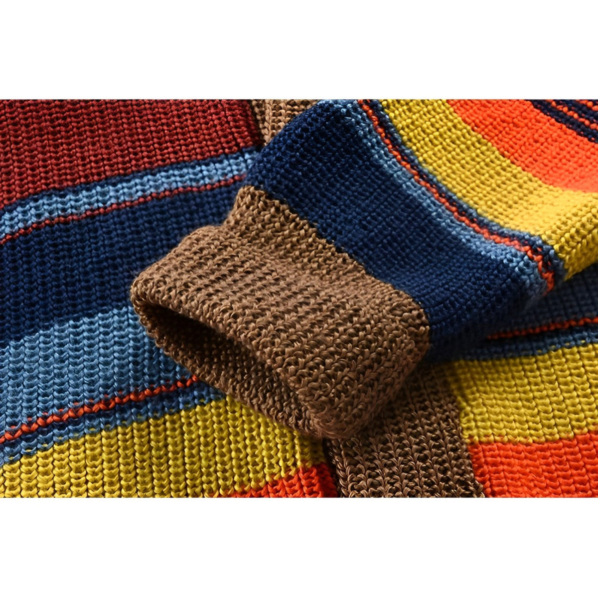 Men's Shawl Collar Cardigan Stylish Knit Retro Color Block with Button Placket 5