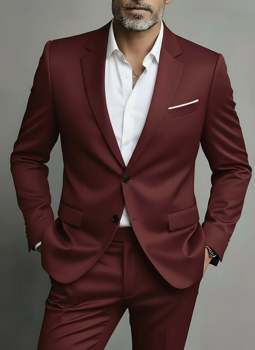 Men's Slim Fit Black Suit Two-Piece Tailored Formal Set 0