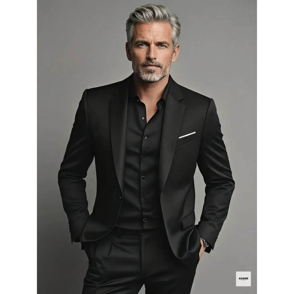 Herren Slim Fit Schwarzer Anzug Zweiteilig Maßgeschneidertes Formelles Set