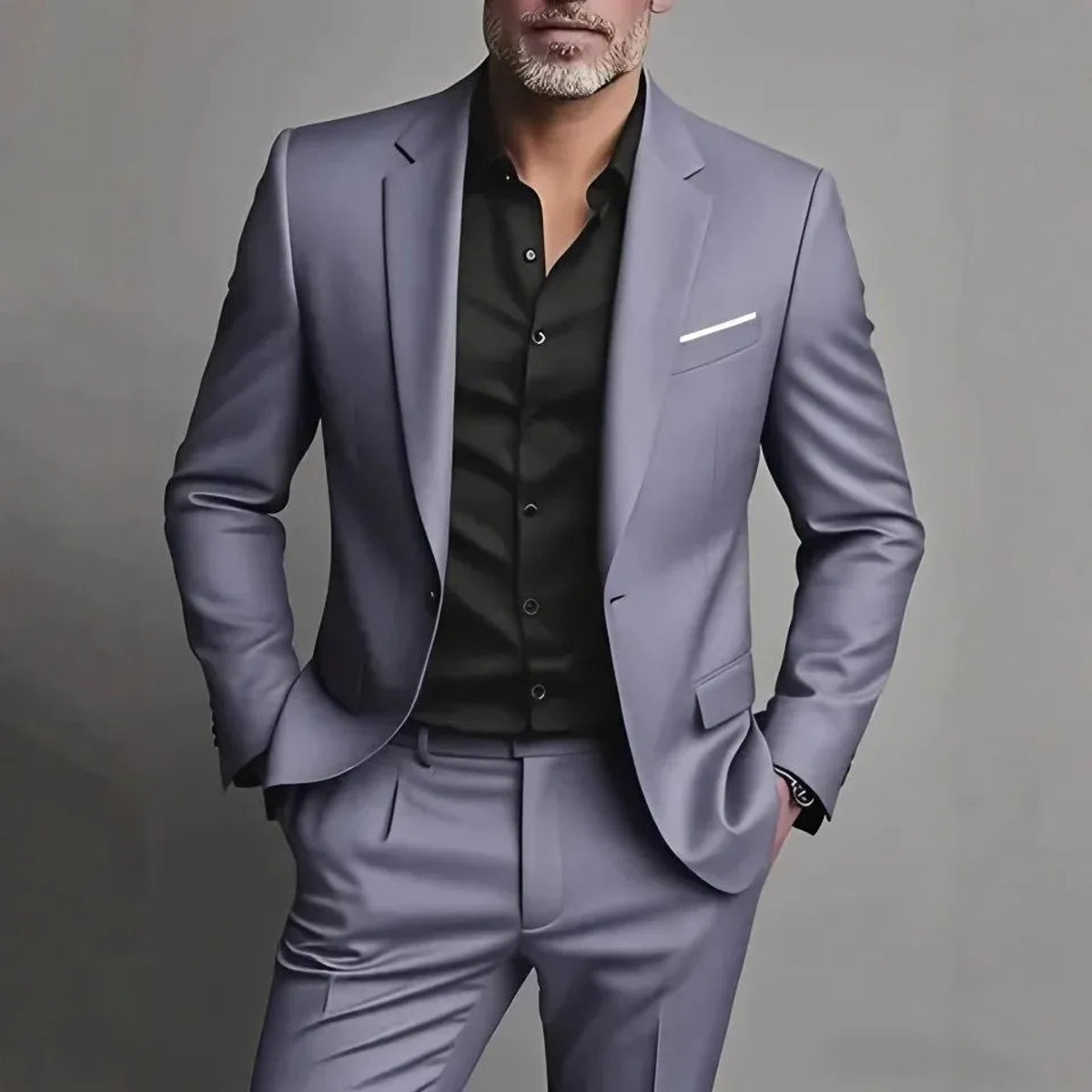 Men's Slim Fit Black Suit Two-Piece Tailored Formal Set 1