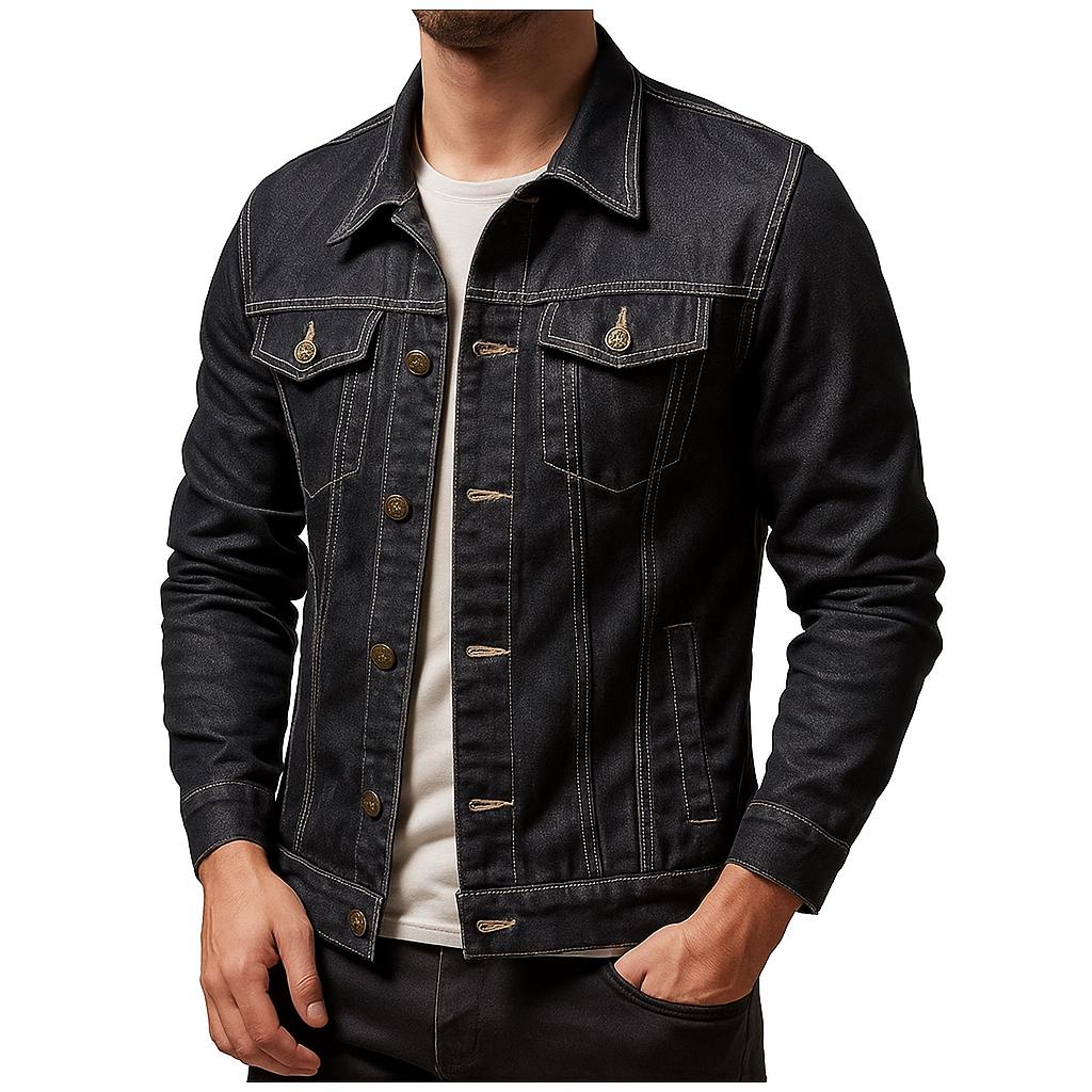Men's Slim Fit Denim Jacket Vintage Casual Button-Up for All Seasons 0