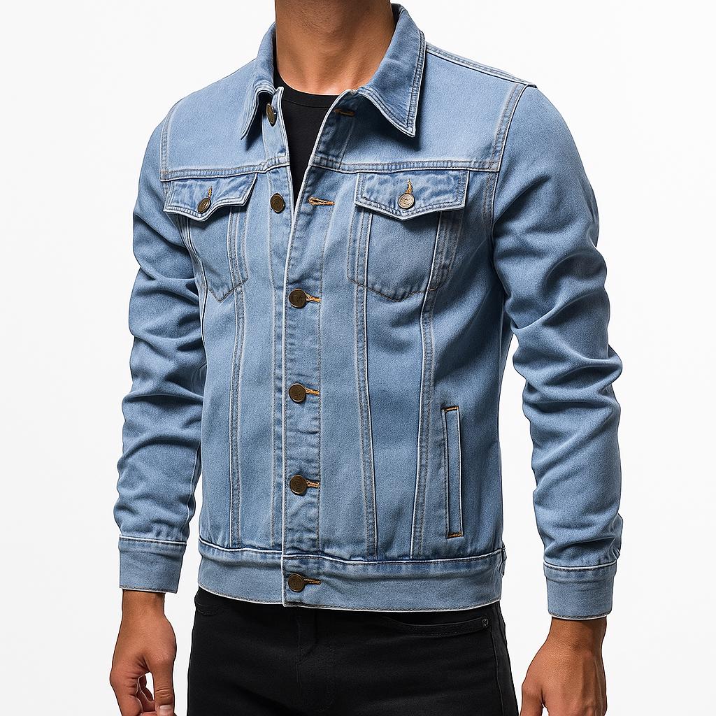 Men's Slim Fit Denim Jacket Vintage Casual Button-Up for All Seasons 1