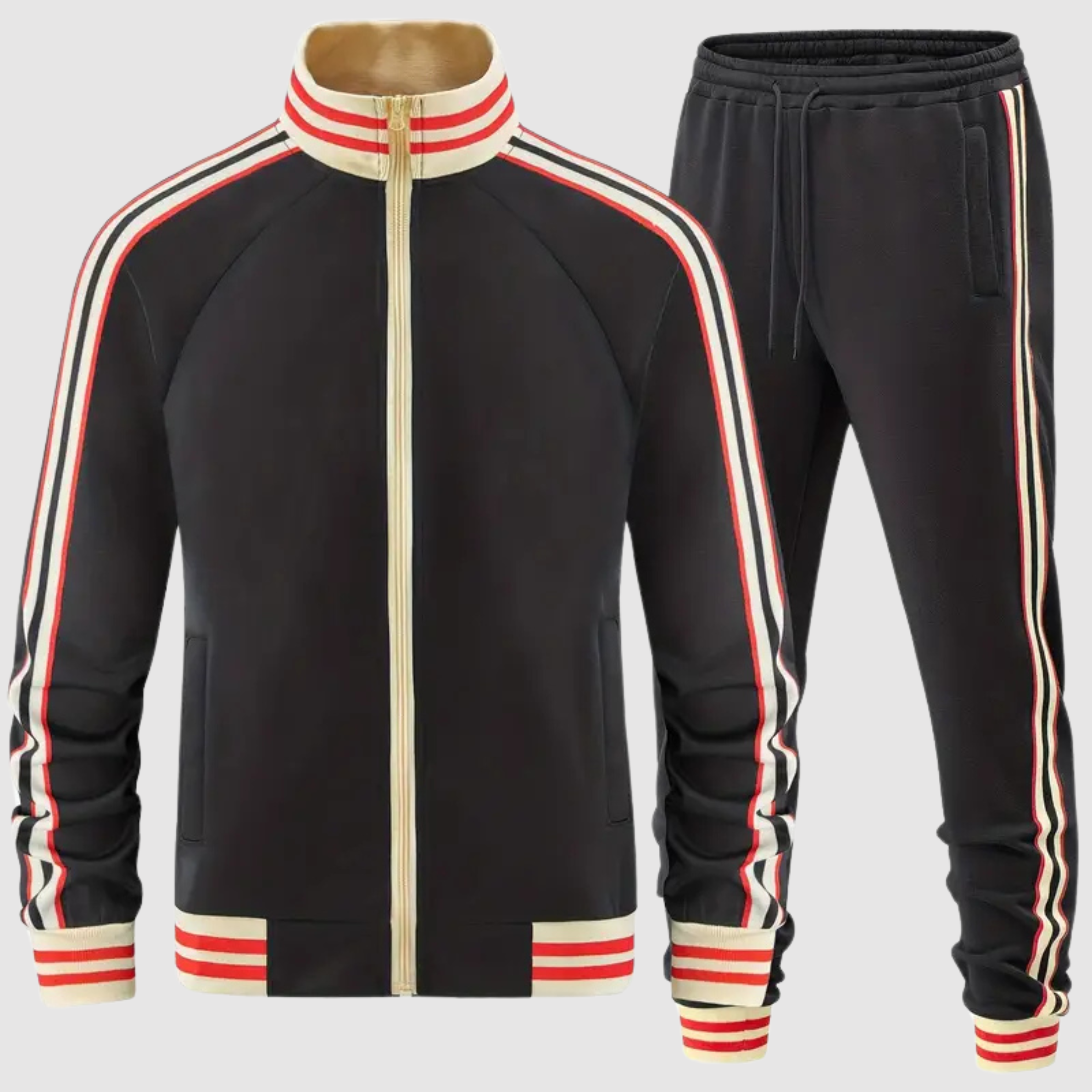 Men's Striped Tracksuit Set Zipper Jacket and Pants Casual Comfort 4