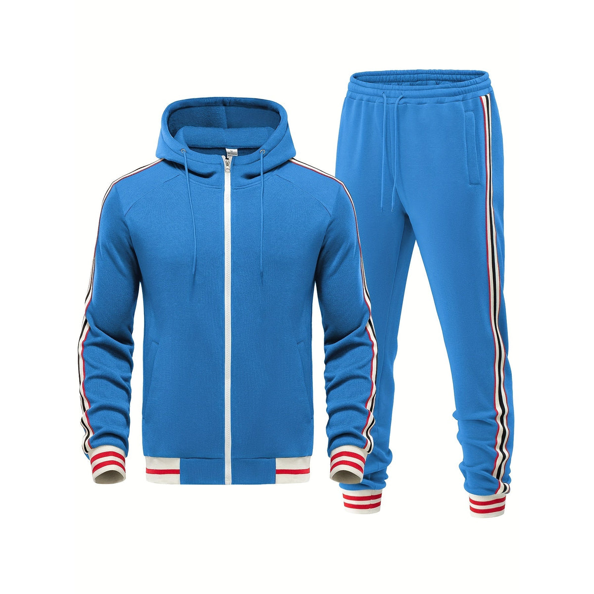Men's Striped Tracksuit Set with Hoodie and Joggers Casual Style 1