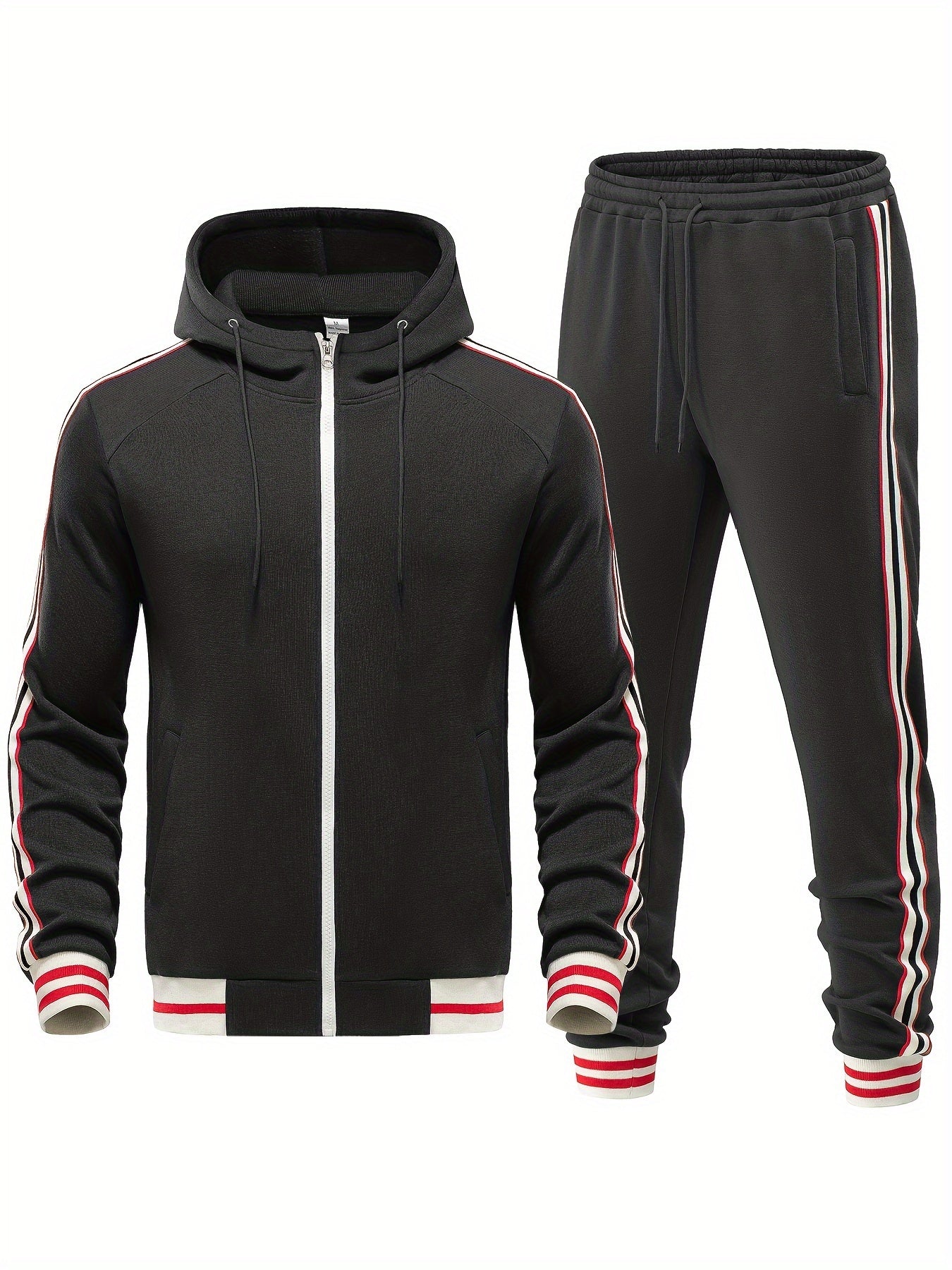 Men's Striped Tracksuit Set with Hoodie and Joggers Casual Style 3