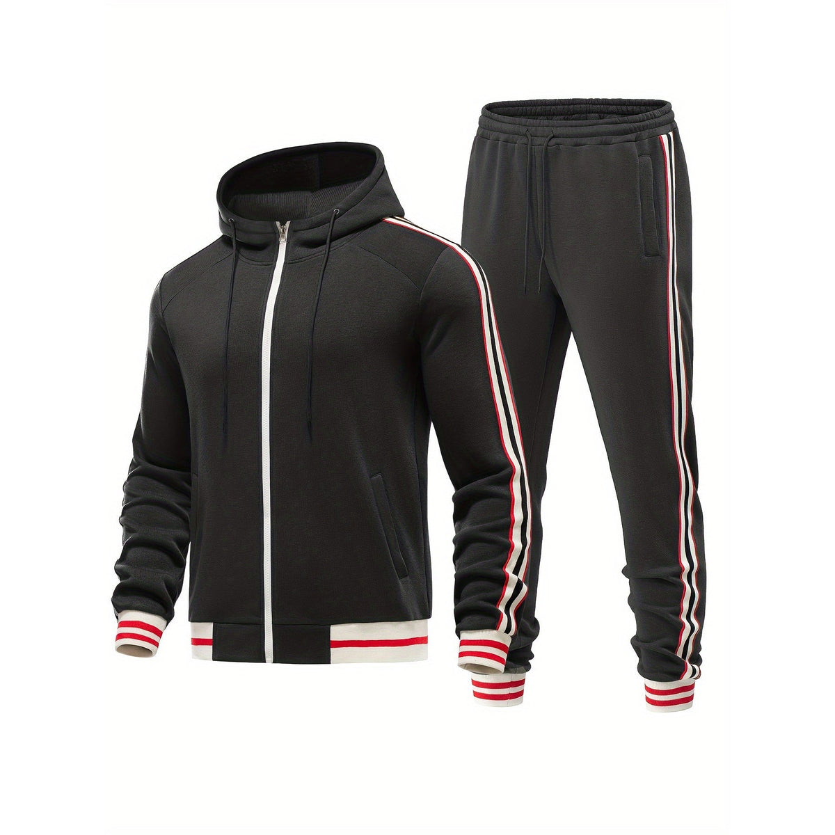 Men's Striped Tracksuit Set with Hoodie and Joggers Casual Style 4