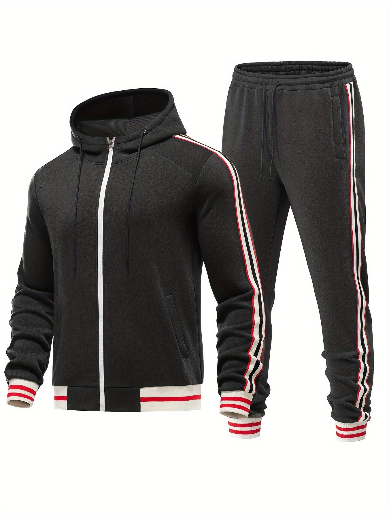Men's Striped Tracksuit Set with Hoodie and Joggers Casual Style 4