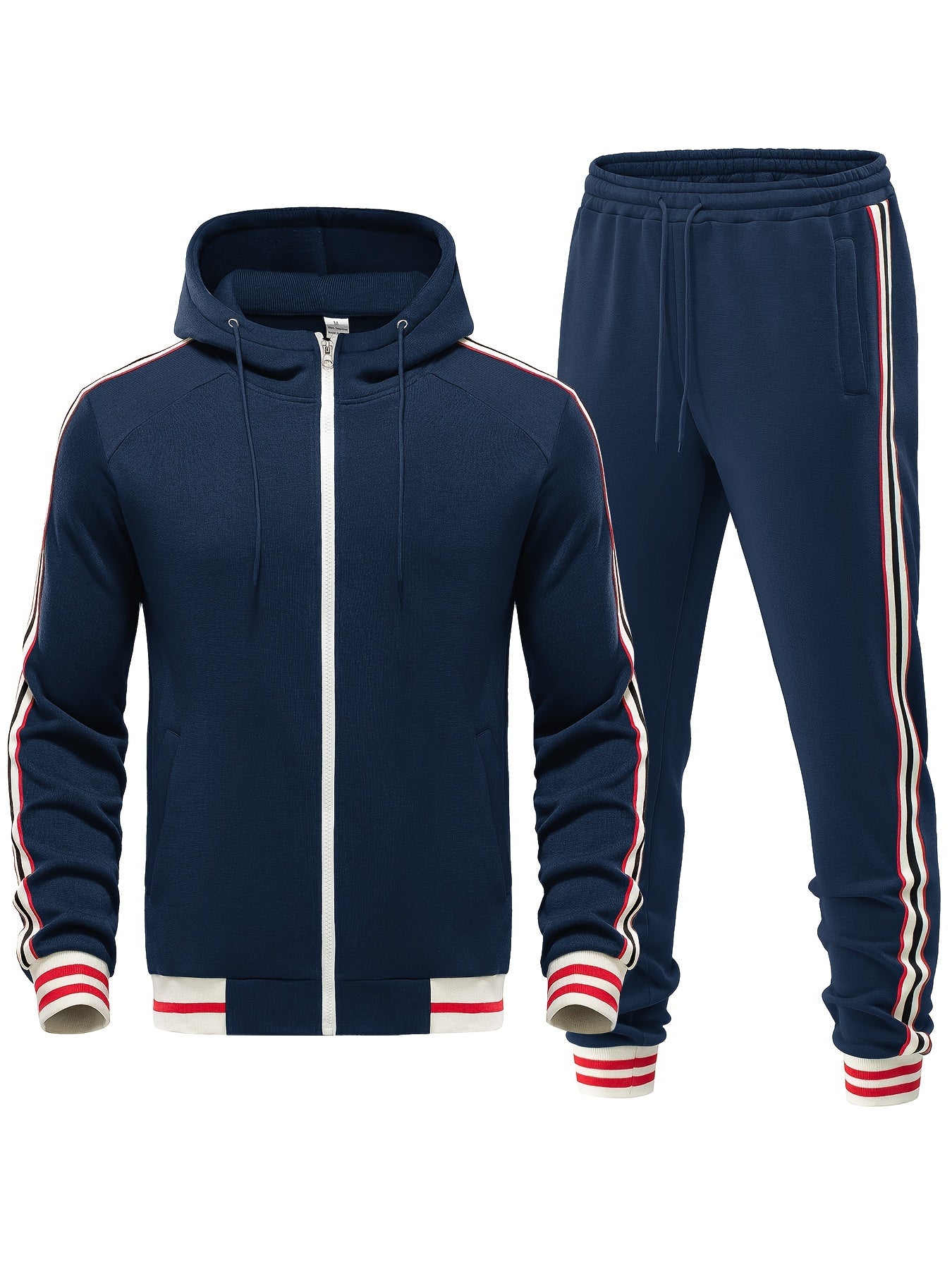 Men's Striped Tracksuit Set with Hoodie and Joggers Casual Style 6