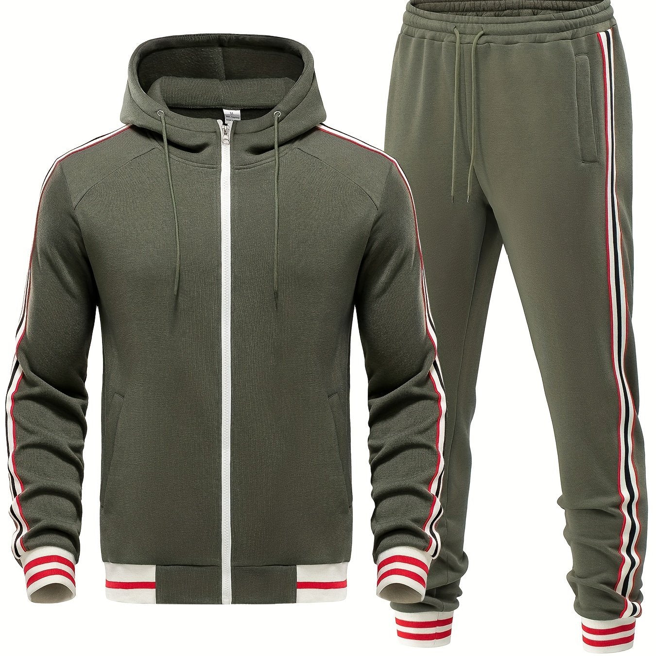 Men's Striped Tracksuit Set with Hoodie and Joggers Casual Style 7