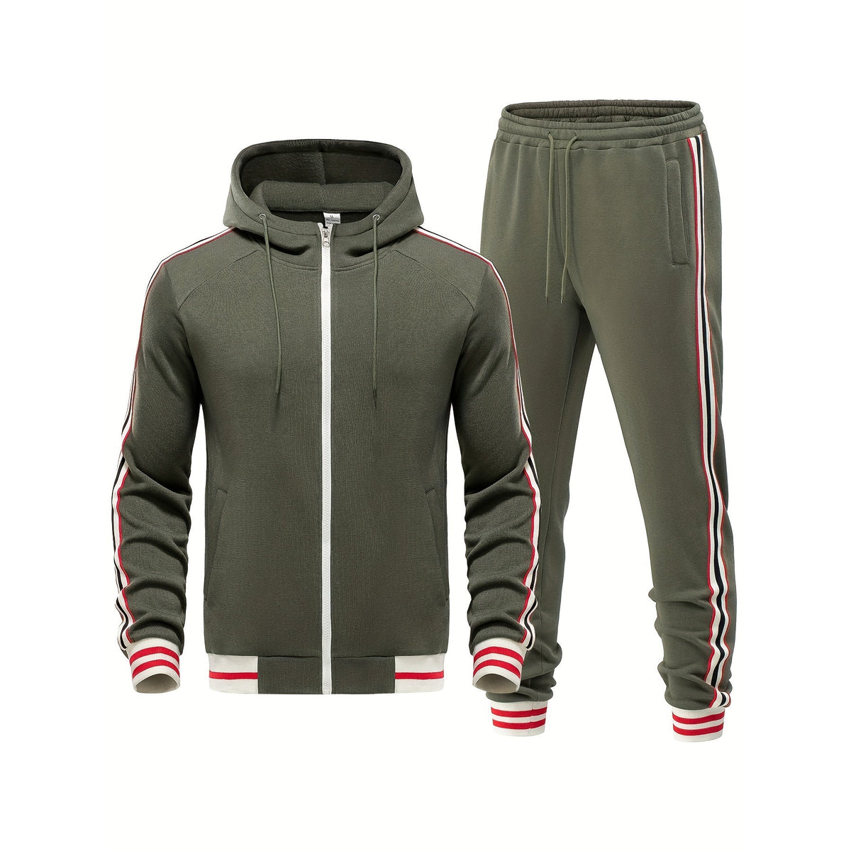 Men's Striped Tracksuit Set with Hoodie and Joggers Casual Style 8
