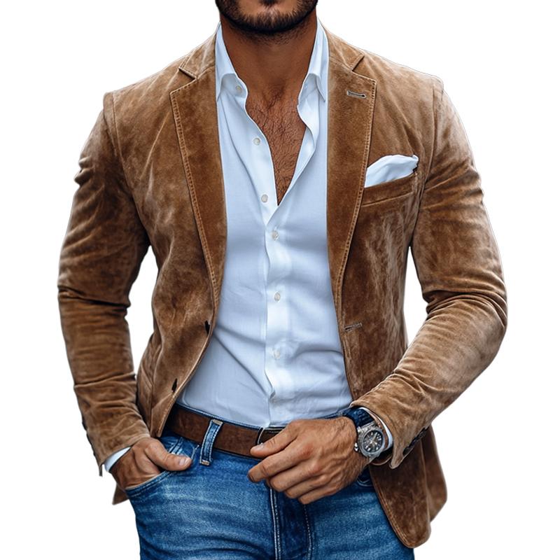 Men's Suede Blazer Slim Fit Elegant Style Versatile Sport Coat 1