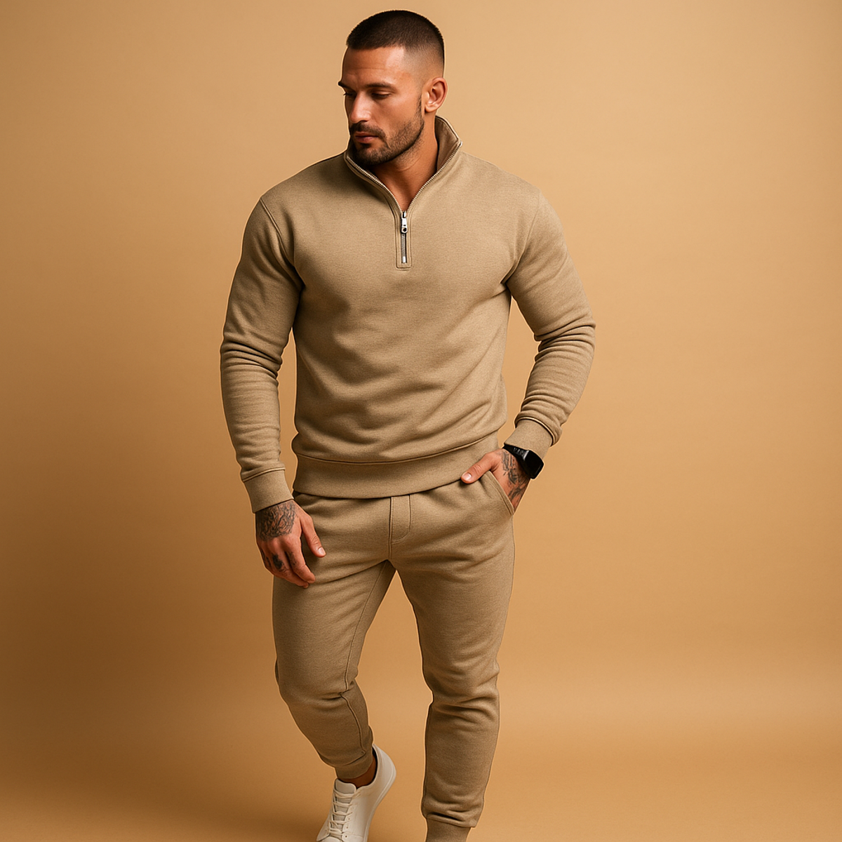 Men's Tracksuit Modern Set Half-Zip Sweatshirt and Jogger Pants Casual Comfort 0