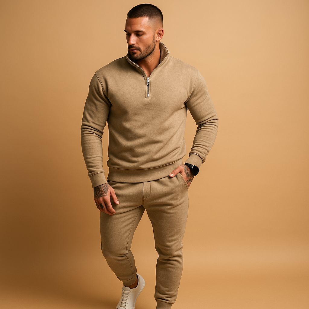 Men's Tracksuit Modern Set Half-Zip Sweatshirt and Jogger Pants Casual Comfort 0