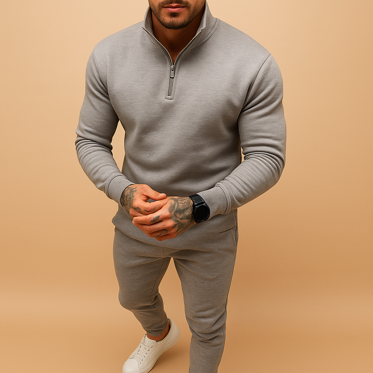 Men's Tracksuit Modern Set Half-Zip Sweatshirt and Jogger Pants Casual Comfort 1