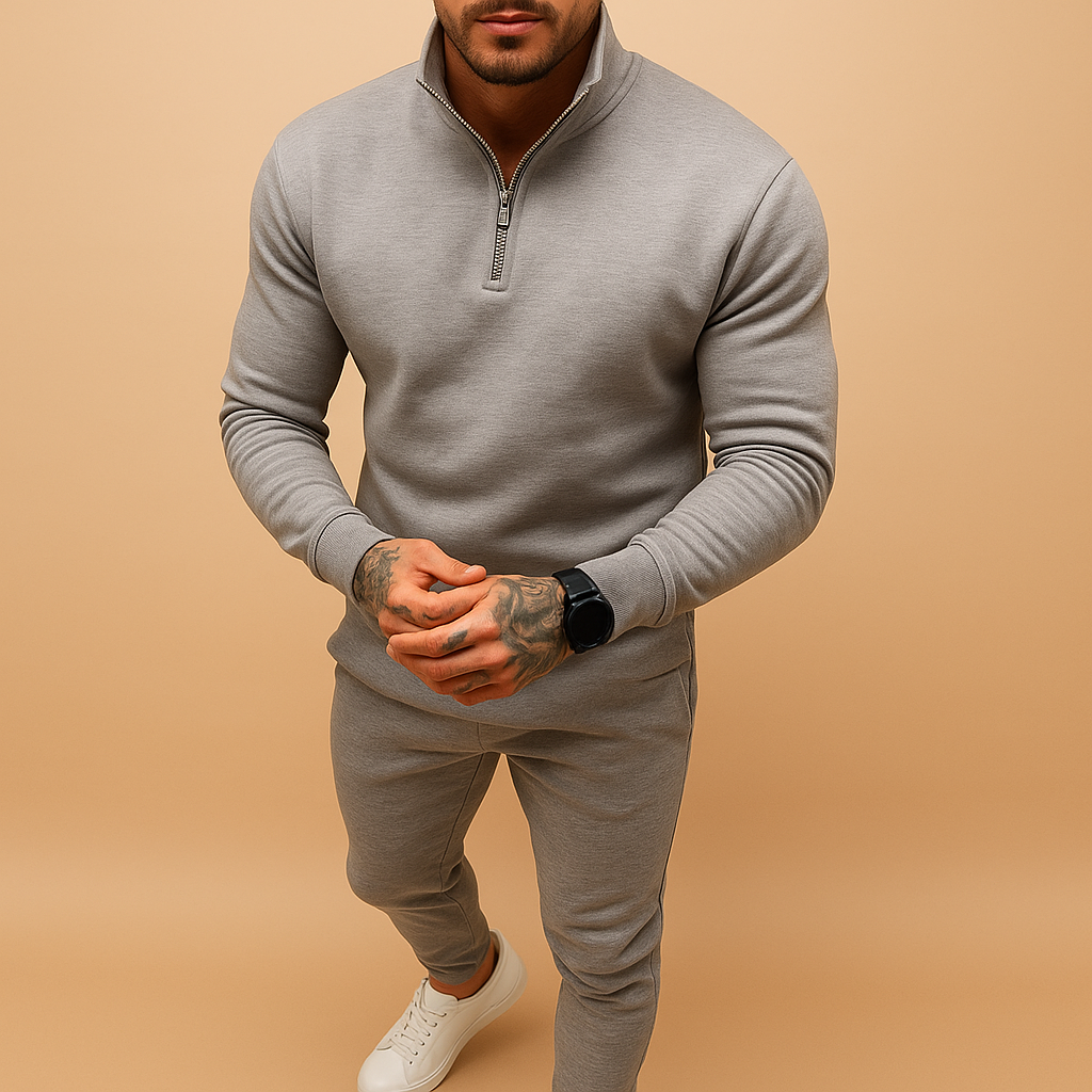 Men's Tracksuit Modern Set Half-Zip Sweatshirt and Jogger Pants Casual Comfort 1