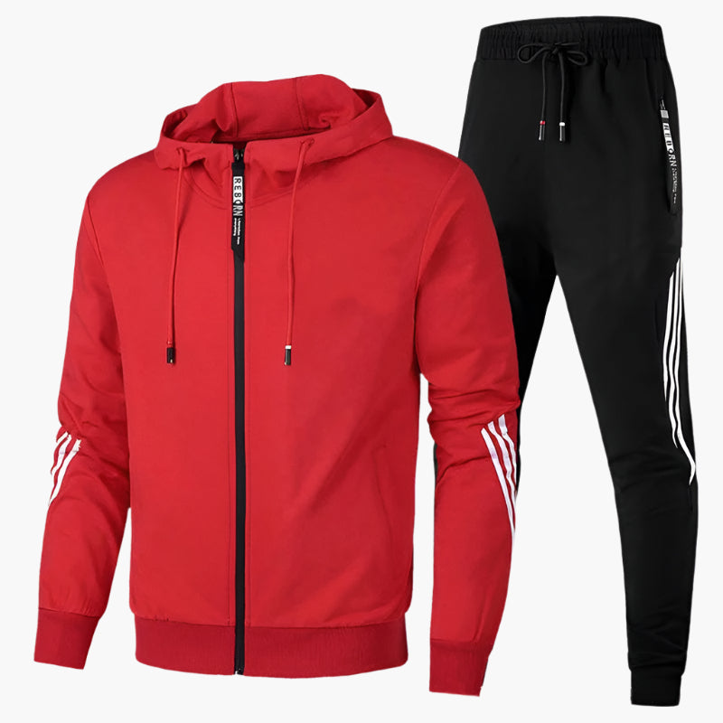 Men's Tracksuit Two-Piece Sporty Leisure Suit with Hood Casual 5