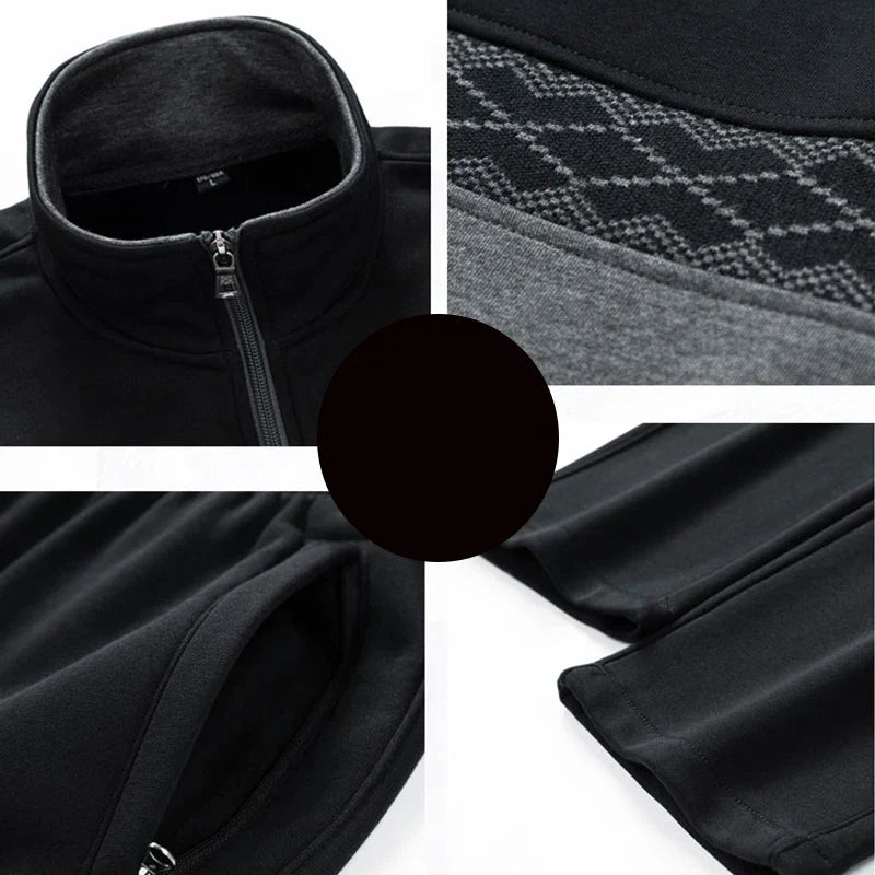 Men's Tracksuit Two Piece Set Zip Jacket Geometric Design Casual Style 4