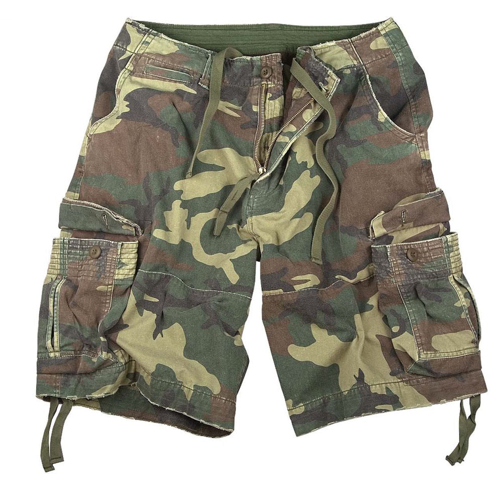 Men's Utility Shorts Vintage Camo Relaxed Fit Heavyweight Cotton 0