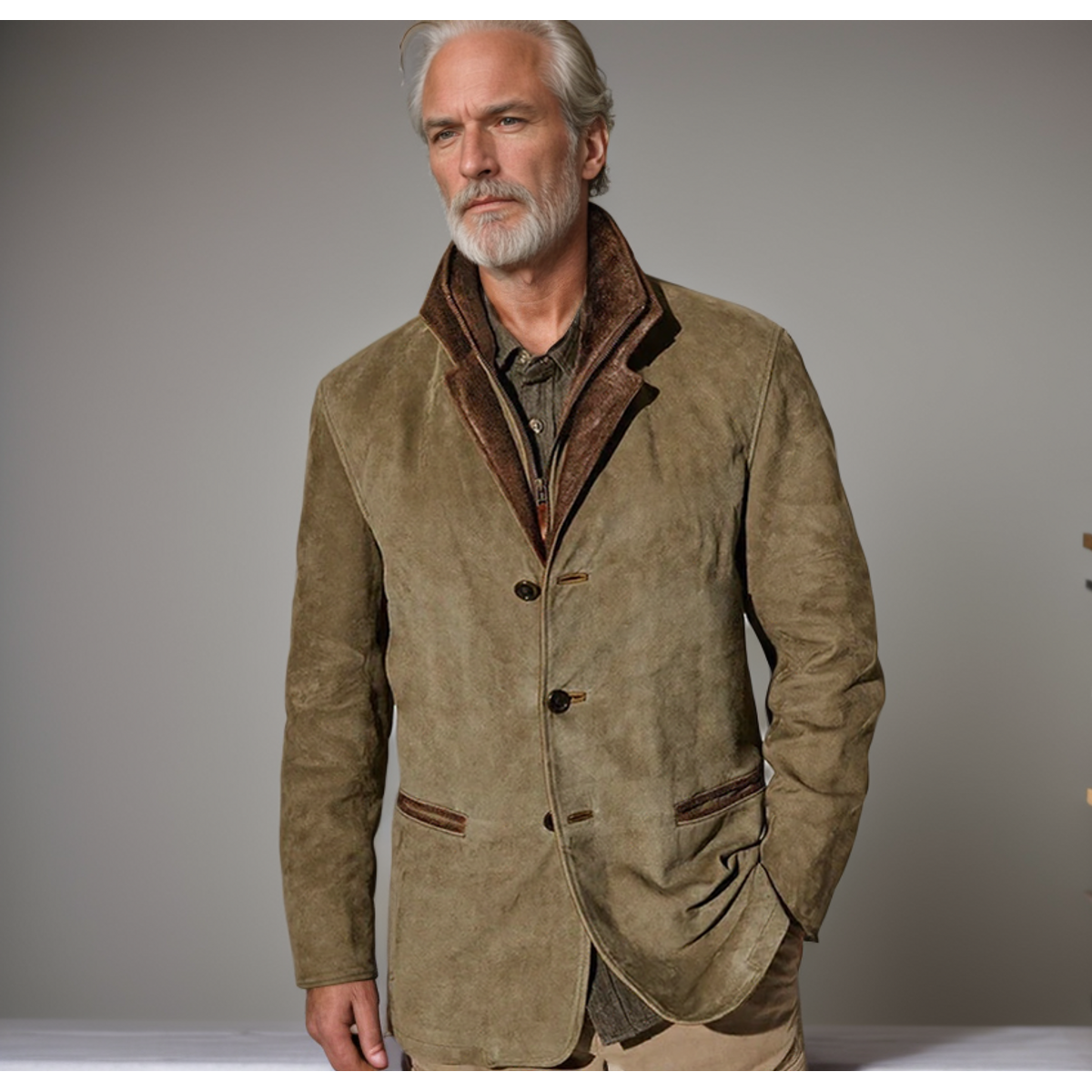 Men's Vintage Leather-Look Coat Classic Tailored Fit Elegant Style 1