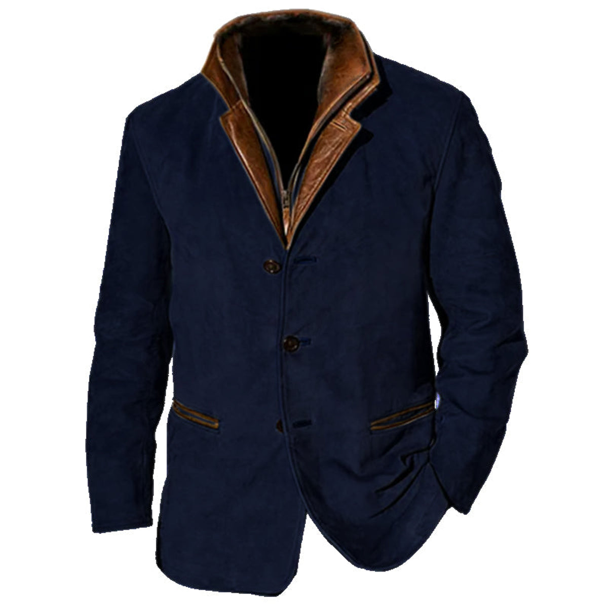 Men's Vintage Leather-Look Coat Classic Tailored Fit Elegant Style 4