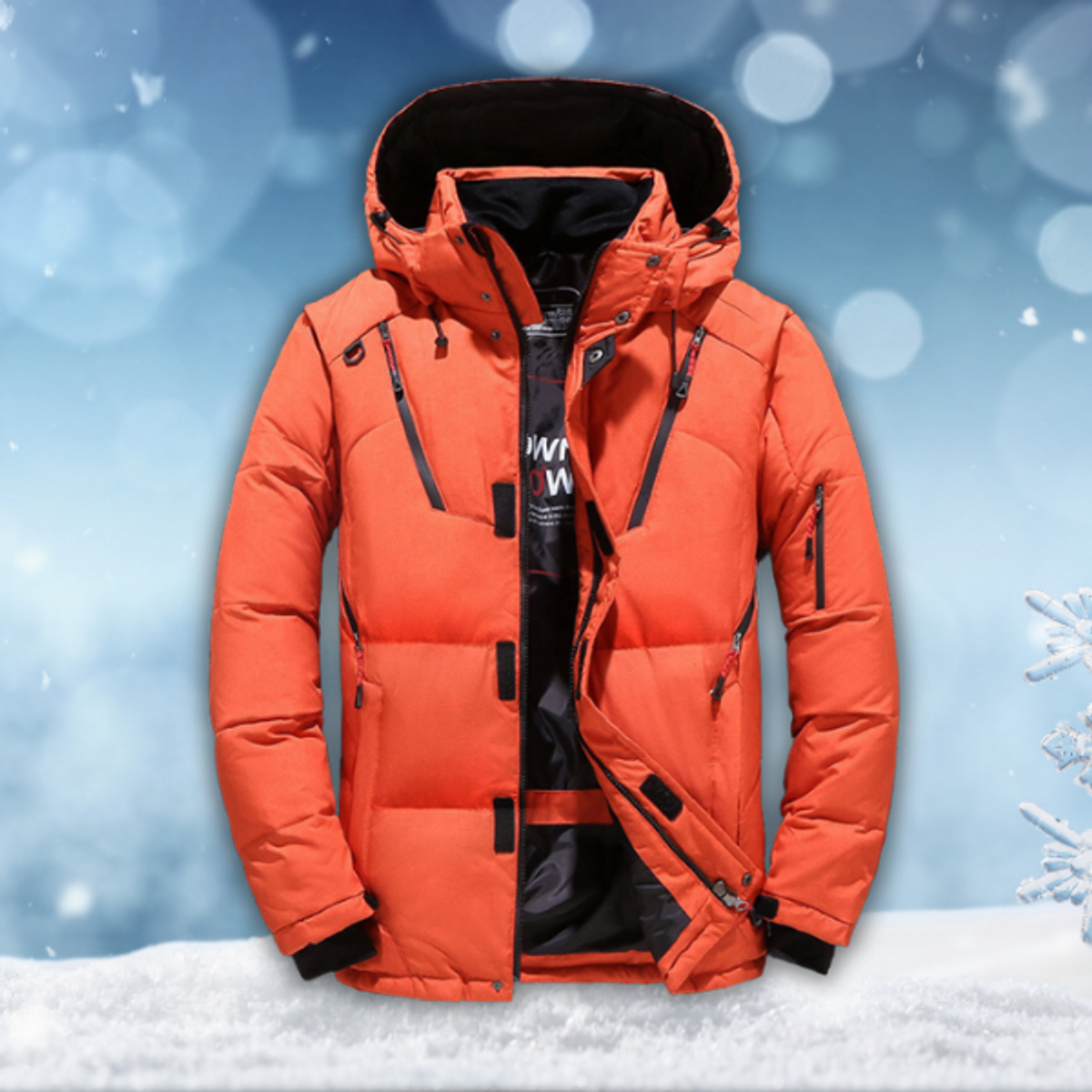 Men's Waterproof Winter Jacket Windproof Hooded Design Casual Outerwear 5