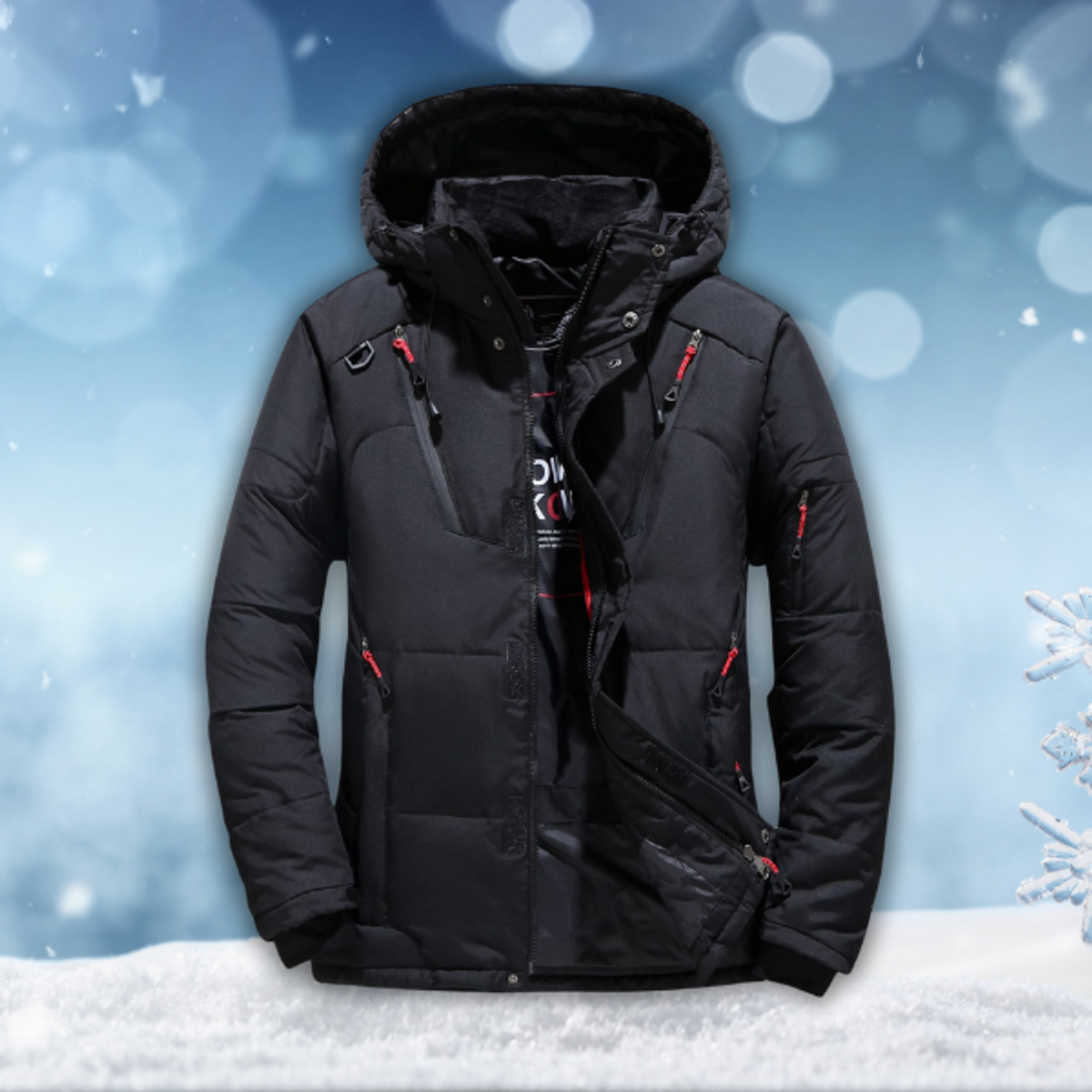 Men's Waterproof Winter Jacket Windproof Hooded Design Casual Outerwear 8