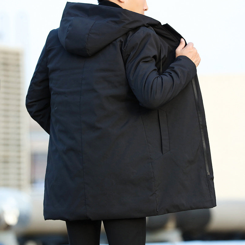 Men's Winter Coat Mid-Length Quilted Hooded Design for Modern Style 1