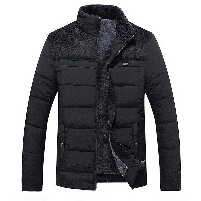 Men's Winter Quilted Jacket Stand-Up Collar Stylish Warmth 0