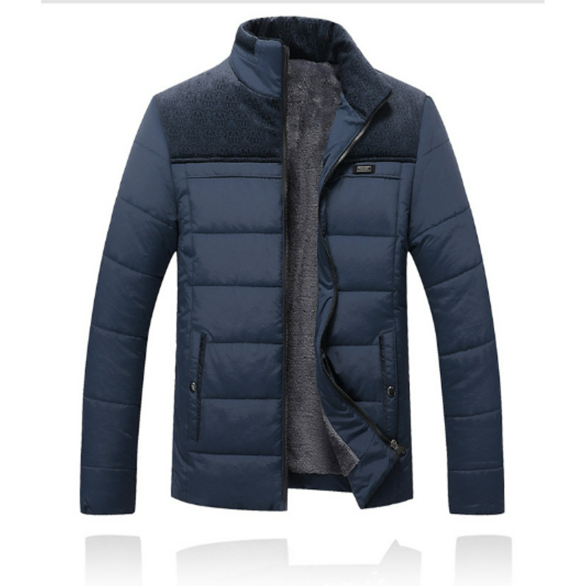 Men's Winter Quilted Jacket Stand-Up Collar Stylish Warmth 3