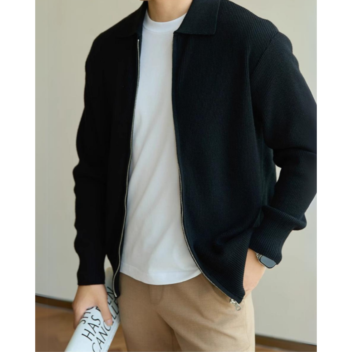 Men's Wool Vest Casual Elegant Zip Sweater Premium Wool Fabric 4