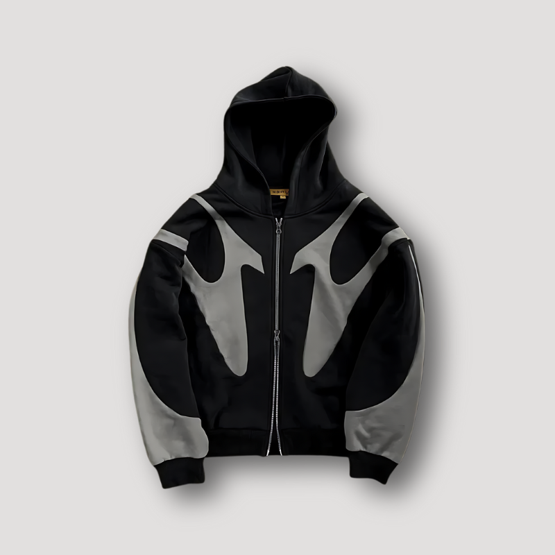 Men's Zip-Up Graphic Hoodie with Bold Design and Relaxed Fit 1