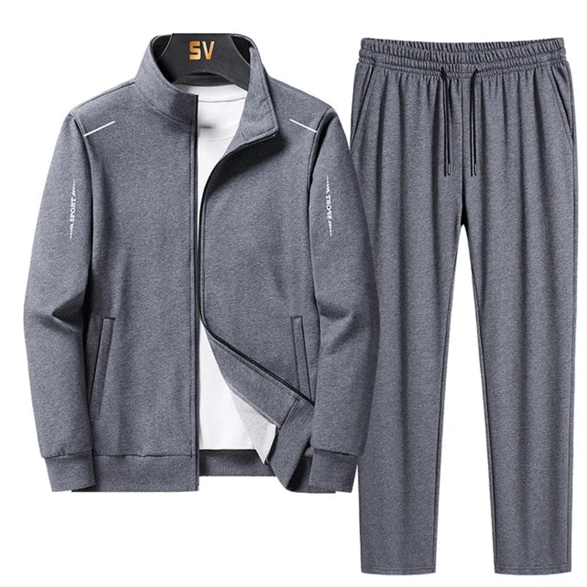 Men's Zip Up Tracksuit Set with Jogger Pants Athletic Jacket Casual Wear 1