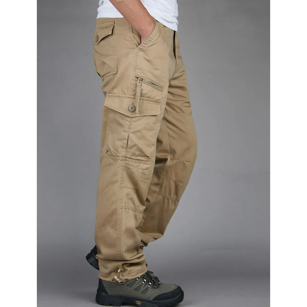 Mens Black Cargo Pants - High Waist, Relaxed Fit, Utility Pockets, Soft Durable Fabric 0