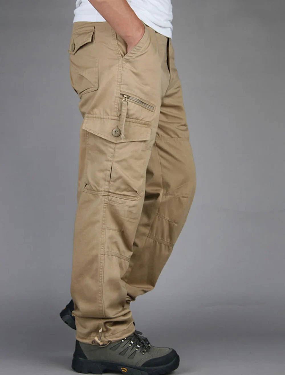 Mens Black Cargo Pants - High Waist, Relaxed Fit, Utility Pockets, Soft Durable Fabric 0