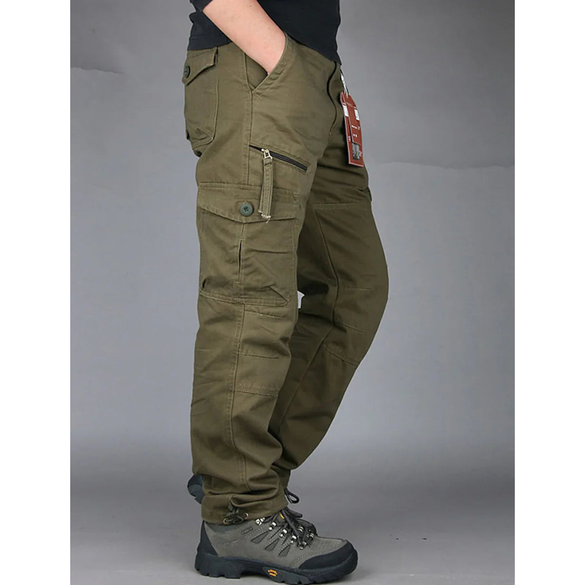 Mens Black Cargo Pants - High Waist, Relaxed Fit, Utility Pockets, Soft Durable Fabric 6