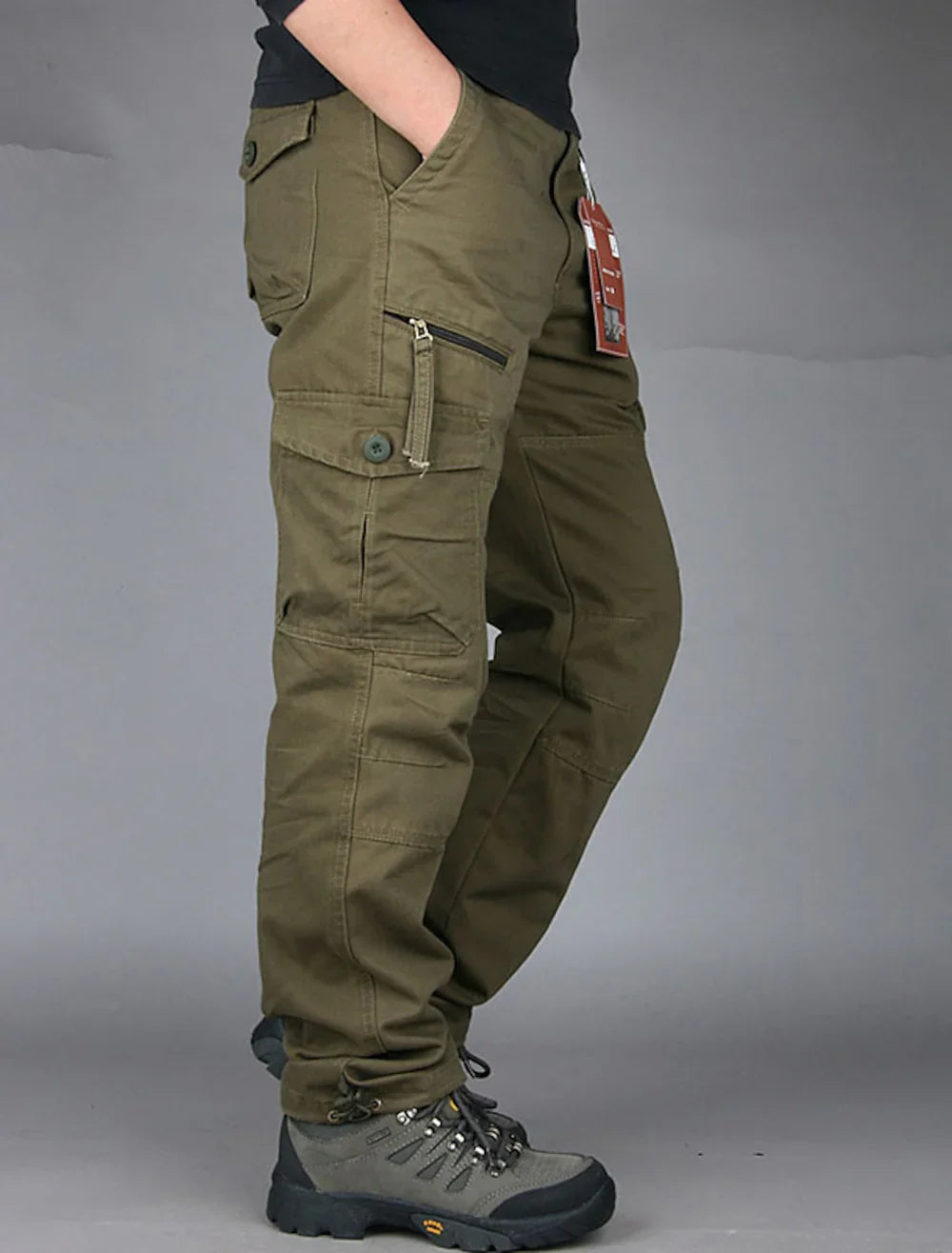 Mens Black Cargo Pants - High Waist, Relaxed Fit, Utility Pockets, Soft Durable Fabric 6