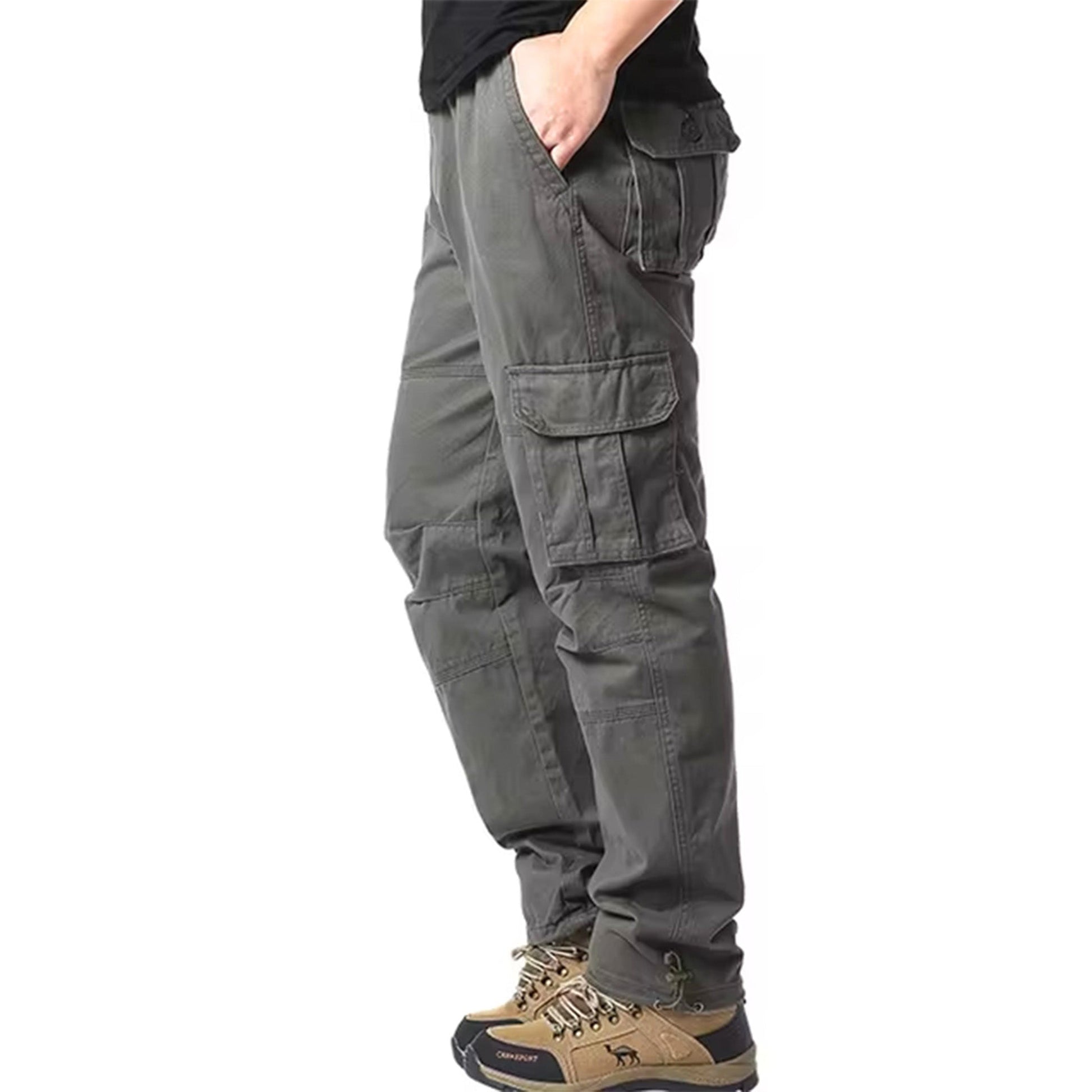 Mens Black Cargo Pants - High Waist, Relaxed Fit, Utility Pockets, Soft Fabric 5