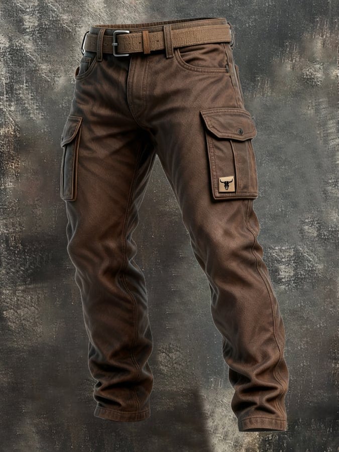 Mens Cargo Trousers Heavy-Duty Cotton Insulated Utility Pants with Pockets 0