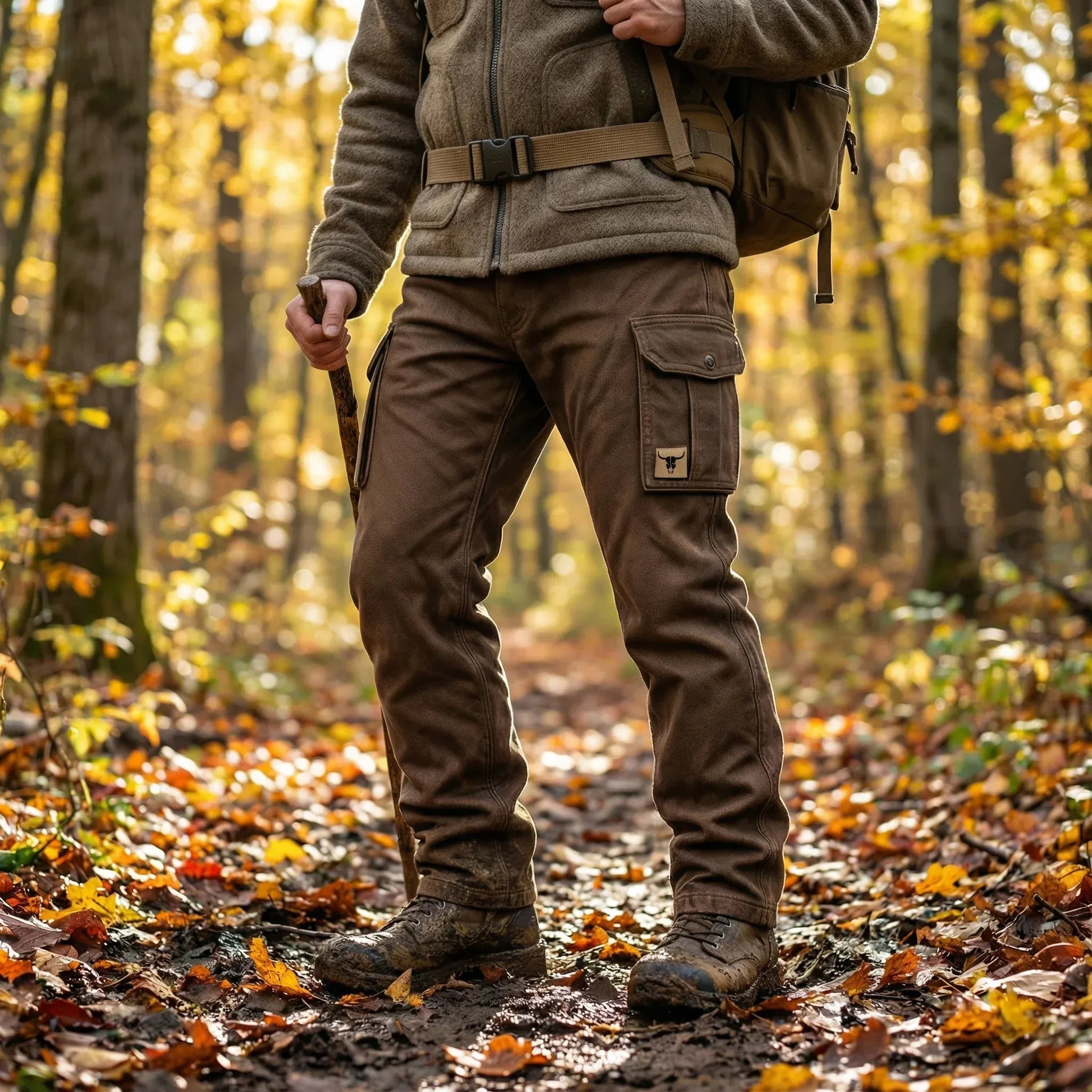 Mens Cargo Trousers Heavy-Duty Cotton Insulated Utility Pants with Pockets 1