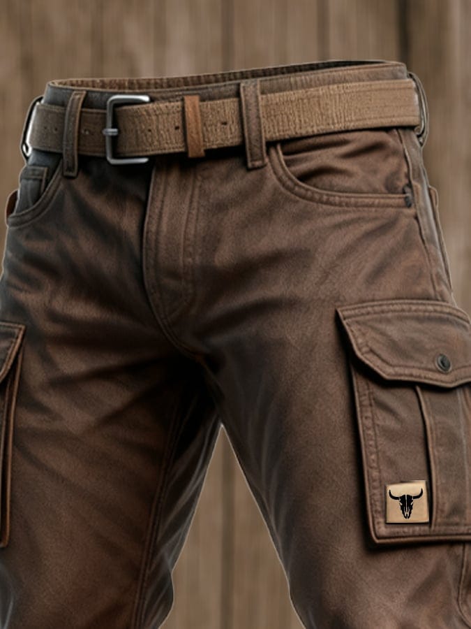 Mens Cargo Trousers Heavy-Duty Cotton Insulated Utility Pants with Pockets 3